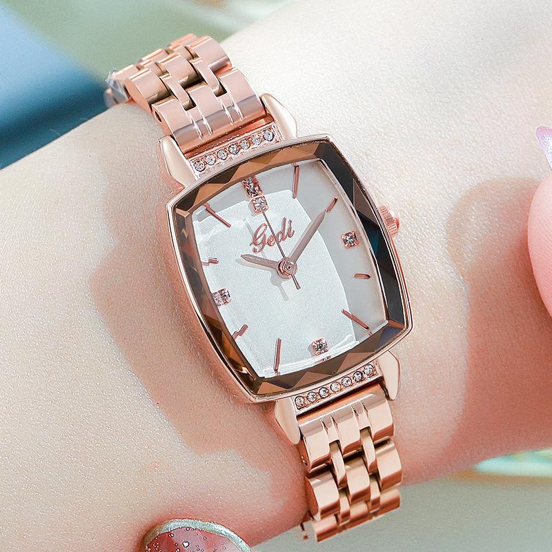 Rose Gold Steel Belt Watch Women'S Fashion Casual Diamond-Encrusted Waterproof Quartz Women'S Watch