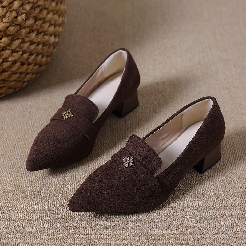 French High Heel Single Shoes Women's Square Toe Block Heel Wedding Shoes