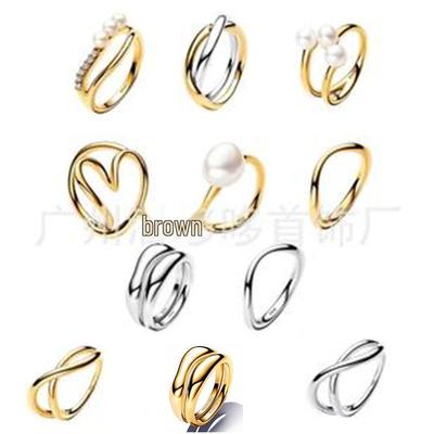 Panjia Dora White Copper-Plated Silver Love Pearl Ring: Irregular Design Valentine's Gift for Her