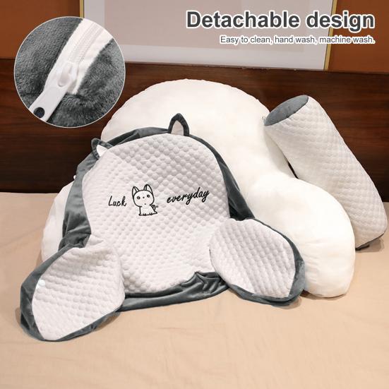 Bed Rest Reading Pillow with Arm Support Cartoon Print Detachable Backrest Support Sofa Couch Pillow Cushion