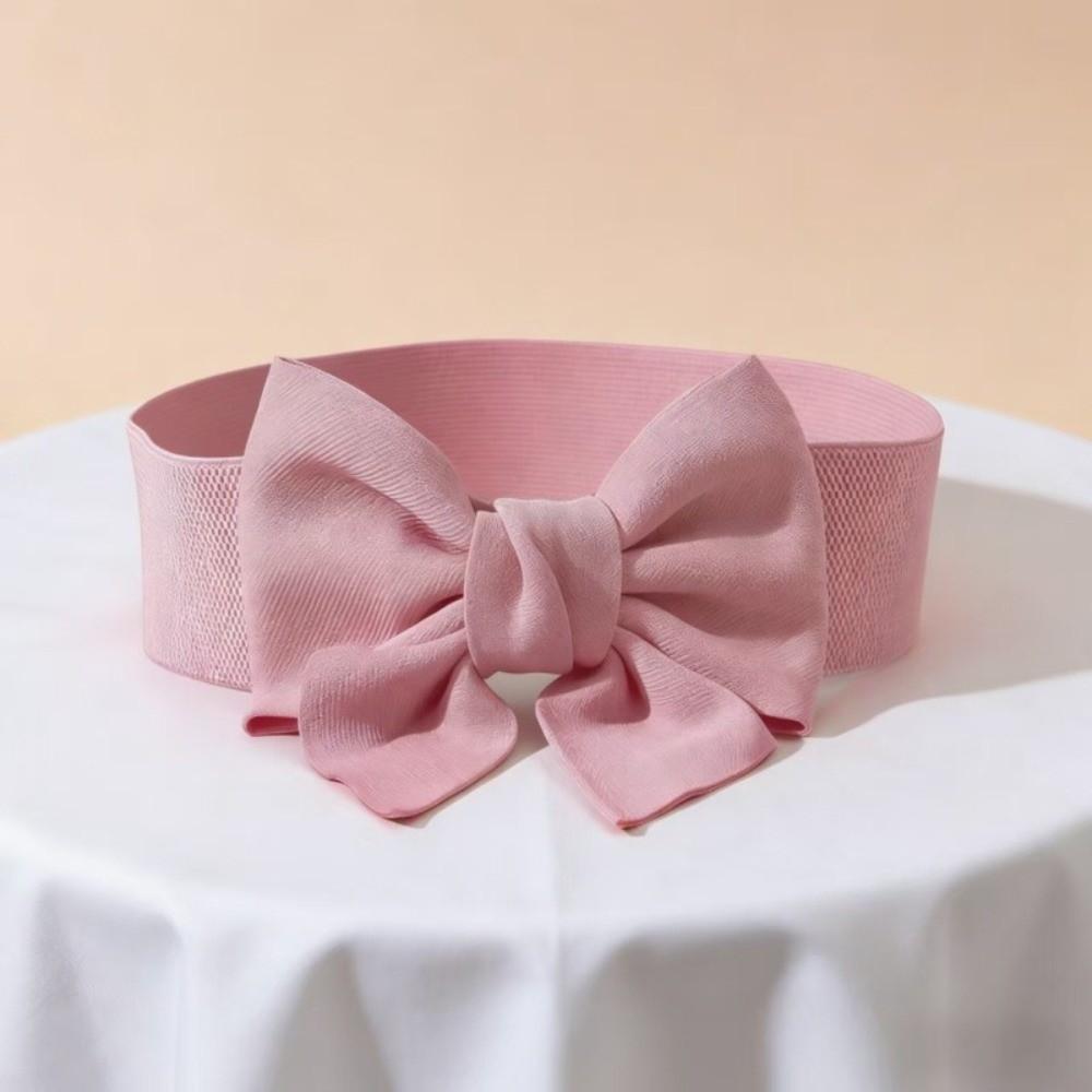 Elegant Bowknot Waist Straps Solid Color Elastic Waist Belt Wide Adjustable Dress Belt For Dress Decorate Clothes Accessories