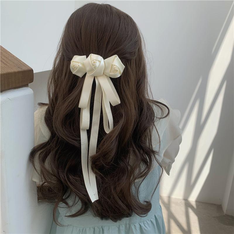 Spring Style Retro White Camellia Bow Hair Clip For Woman Hair Accessories