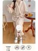 Women's 2025 Autumn/Winter Plush Pajama Set: Vertical Stripe Robe & Lined Nightgown