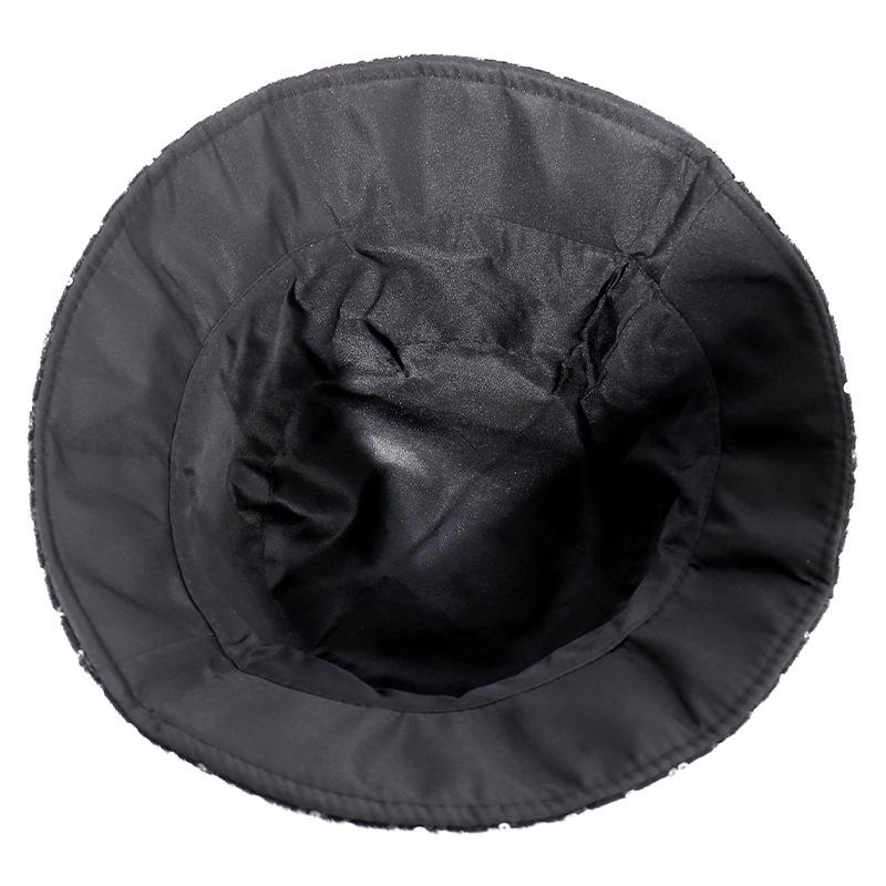 Spring and Autumn New Golden Velvet Bucket Hat Women, Fashionable Personality Sequined Grid Sunshade Washbasin Hat