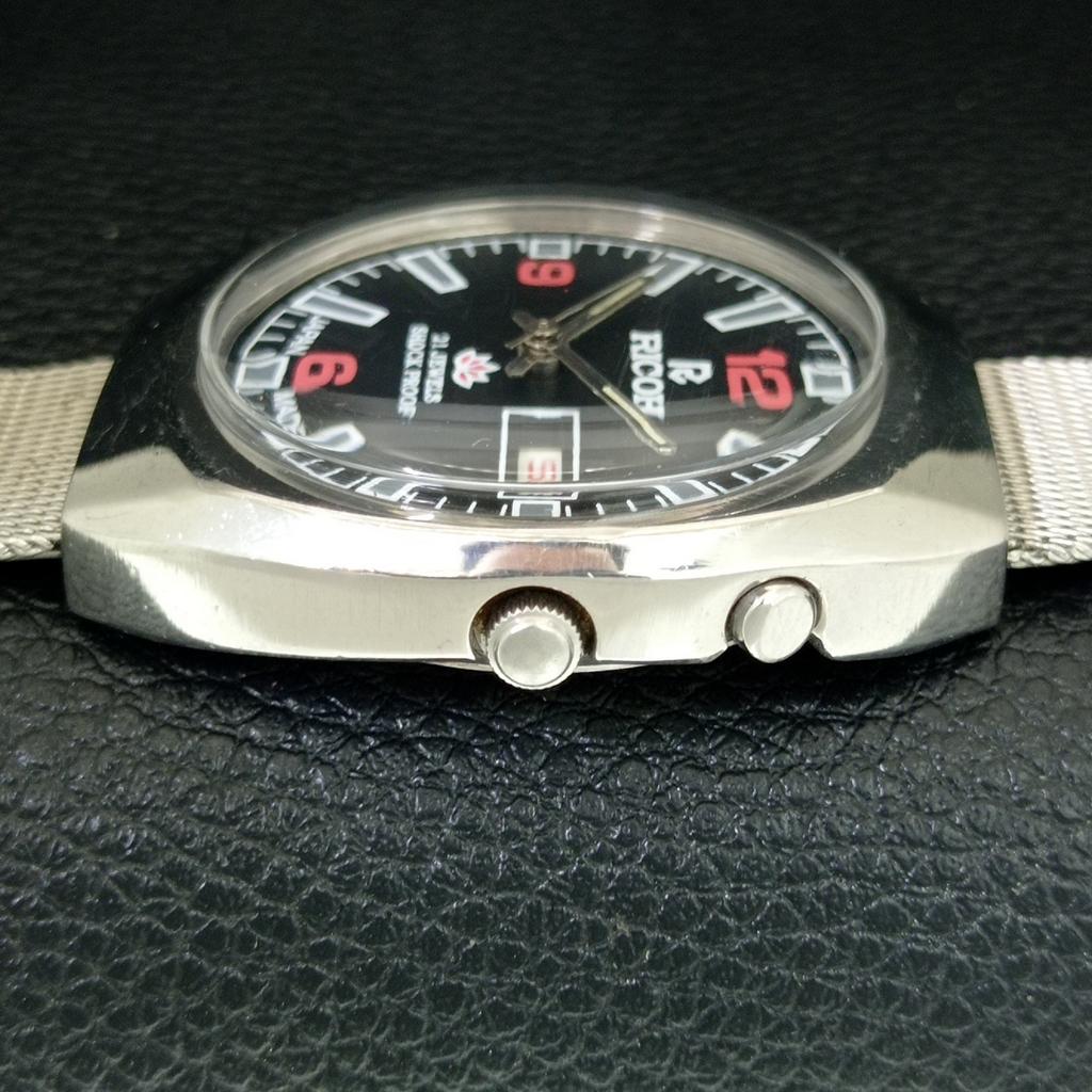 JAPAN VINTAGE RICOH R31 AUTOMATIC MENS BLACK COLOR DIAL WATCH a707686-1