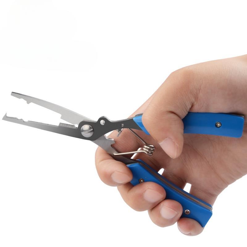 Stainless Steel Luia Pliers with Folding Knife Disconnector Fish Mouth Pliers Fishing Scissors Open Ring Pliers Rowing Rope Kayak Camping Fishing Tool