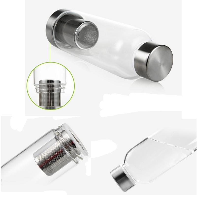 550ml Universal BPA Free High Temperature Water Bottle Resistant Glass Sport With Tea Filter Infuser Bottle Jug Protective Bag