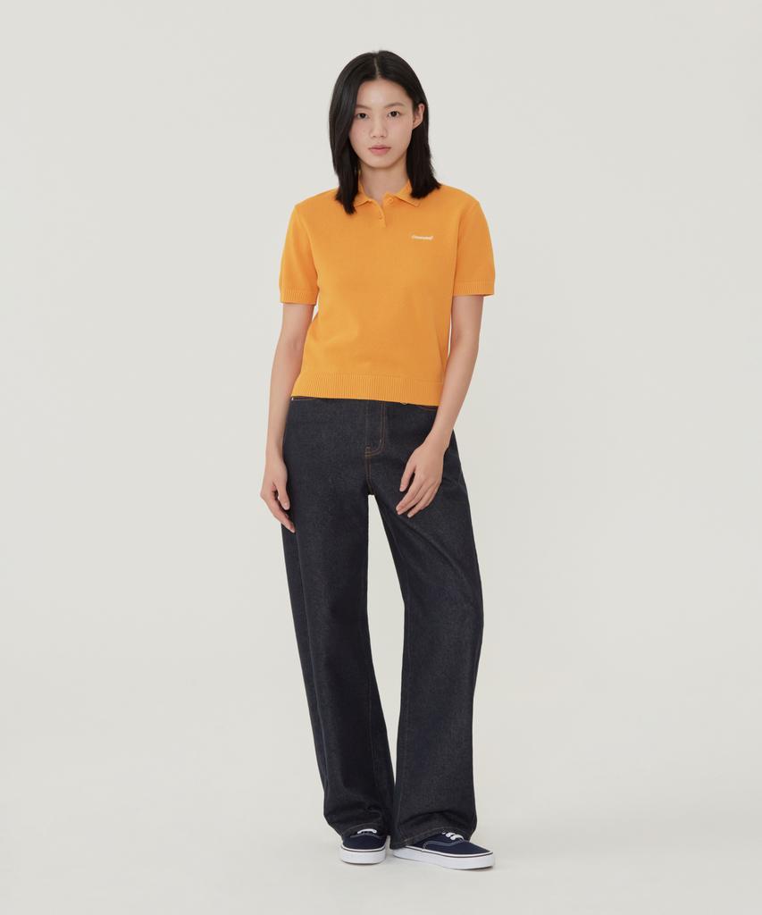 COVERNAT WOMAN Collared Half Knit Orange