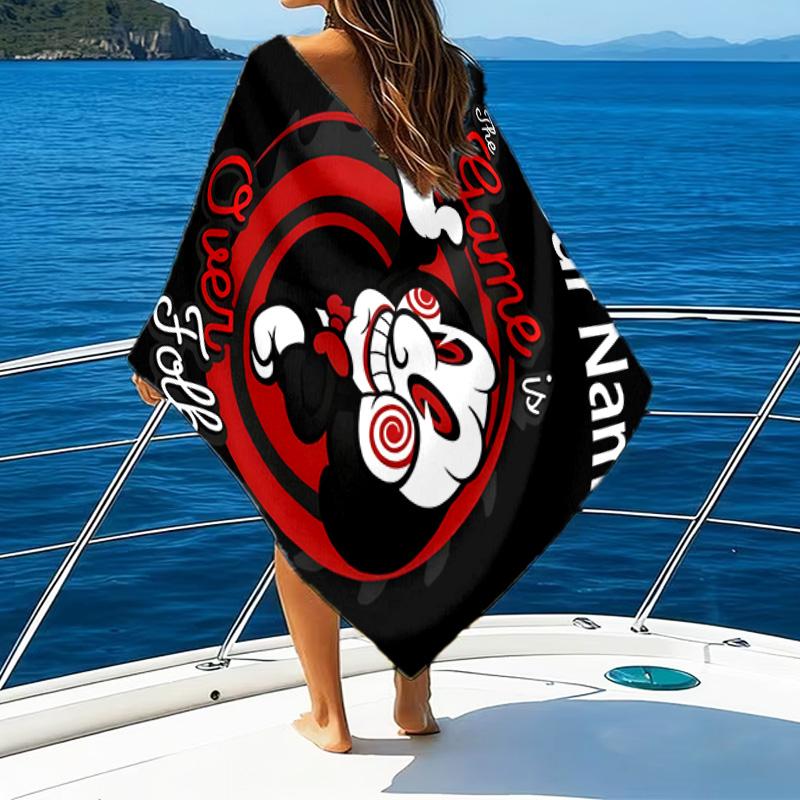 1pc Pennywise1 Beach Towel with Custom Name, Beach/Swimming/Bath/Picnic/Camping Towel, Suitable for Seaside Beaches