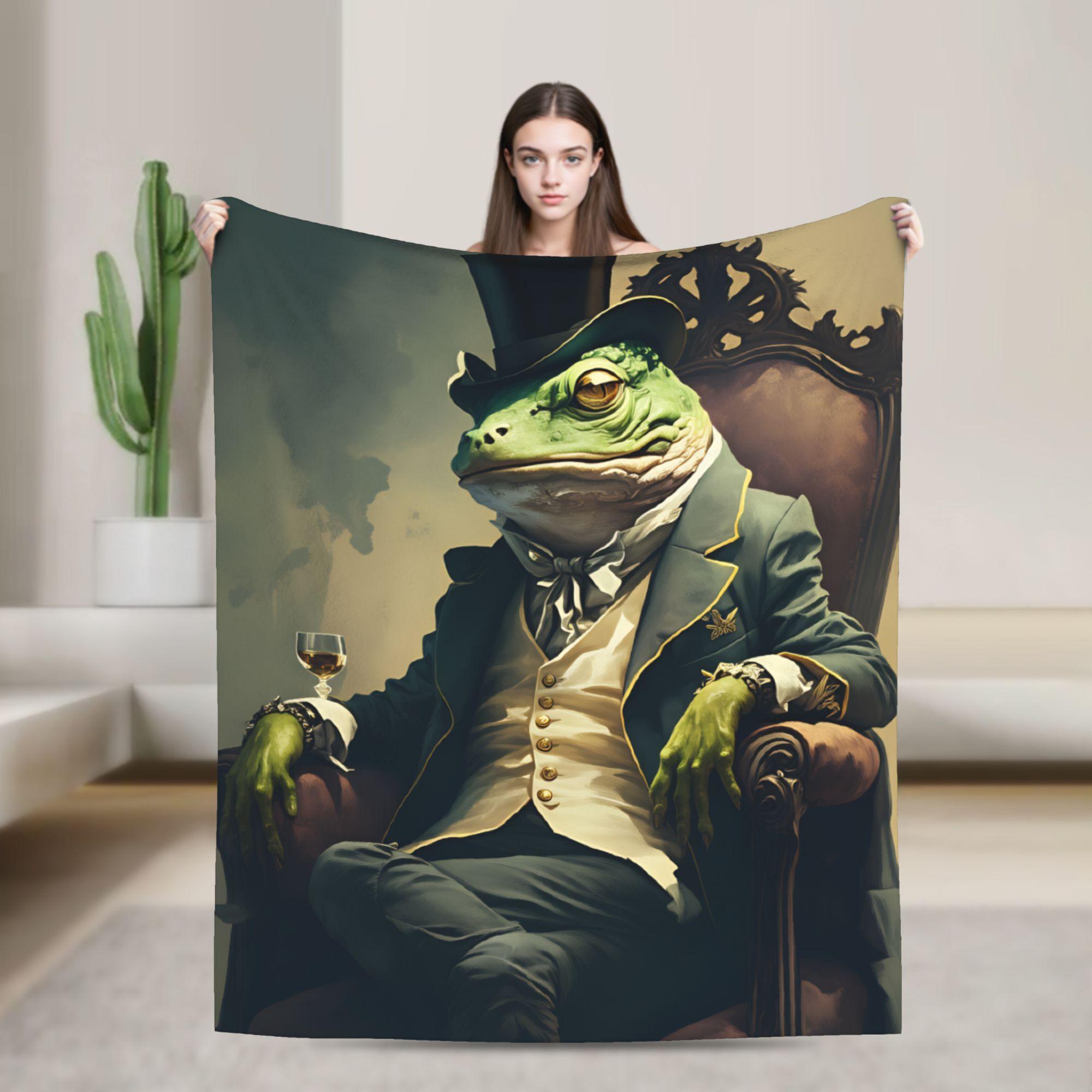 

Gentleman Frog Blanket Warm Aesthetic Plush Throw Blanket For Kids Adult Couch Chair Sofa Bed Flannel Bedspread Bed Cover 75x90cm