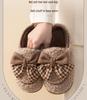 Women's Bowknot Plush Cotton Winter Slippers - Cute, Warm, Thick-Soled Indoor Footwear