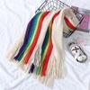 Winter Warm Scarf Women Knitted Thicken Shawls Cashmere Tassels Rainbow Stripes Designer Wrap Pashmina Fashion Lady Female 