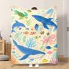 1 Flannel Throw Blanket Featuring a Variety of Colorful Ocean Animals. This Lightweight Soft and Comfortable Shawl/nap/sofa Blanke