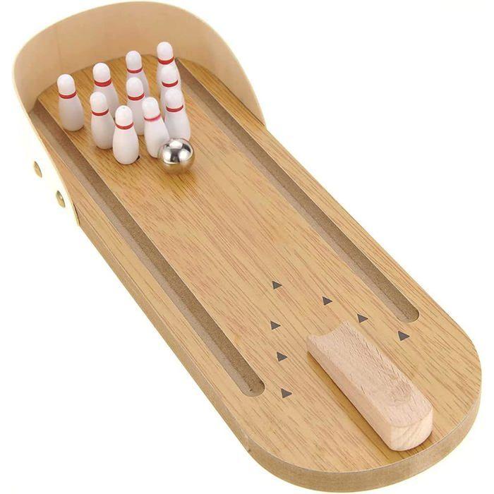 ®RisingFF Mini Bowling Game, Table Bowling Game with 10 Pins and Metal Bowling Ball