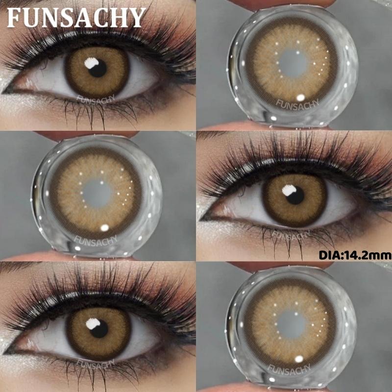 FUNSACHY 1 Pair Colored Contact Lenses Natural Big Black Eyes Blue Green Soft Contact Lenses for Women Brown Gray Contact Lenses