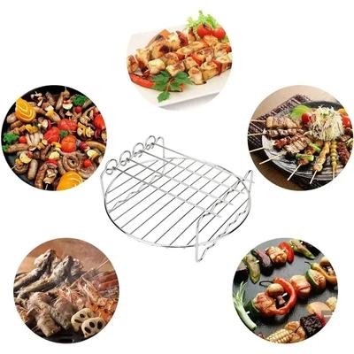 6/7/8 Inch Grill Stainless Steel Air Fryer Steam Grill with Grill Net Mini Steam Fish Net Grilled Fish Rack Air Fryer Accessorie