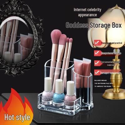 Transparenter Acryl Make-up Organizer: Augenbrauenstift, Lippenstifthalter & Bürstenaufbewahrungsbehälter