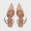 Sandalias de Mula con Tacón Decoración de Cuentas de Hilo Bling de Malla para Mujer Punta Fina Sexy Correa al Tobillo Tacones Altos Zapato Elegante para Fiesta