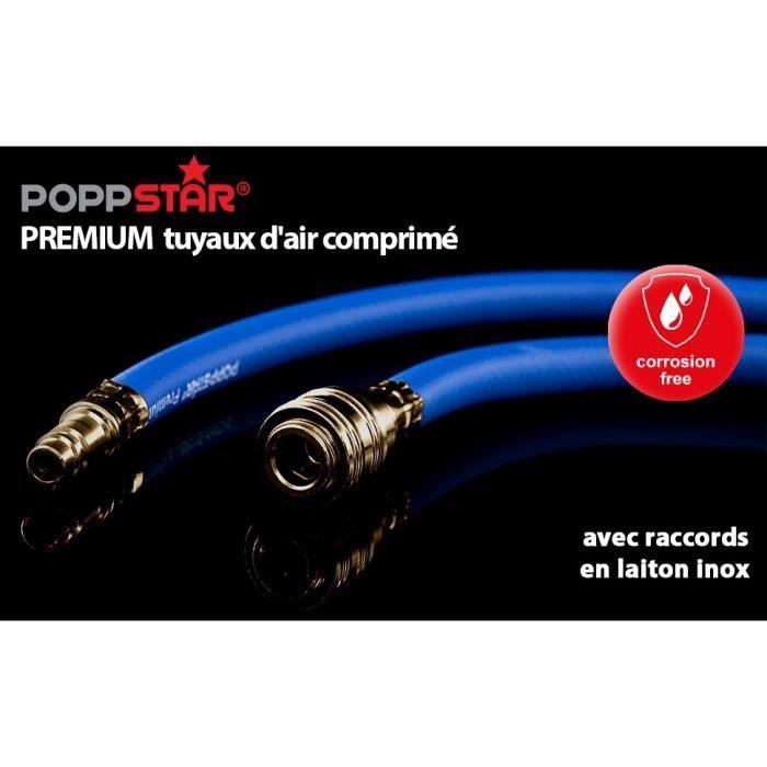 Tuyau à air comprimé - poppstar - 5 m - pvc hybride - diam. intérieur 9,2 mm - raccords en laiton