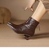Winter Women Ankle Boots  Designer Vintage Pointed Toe Fashion Thick Heel Shoes Concise Short Botas De Mujer Short Boots