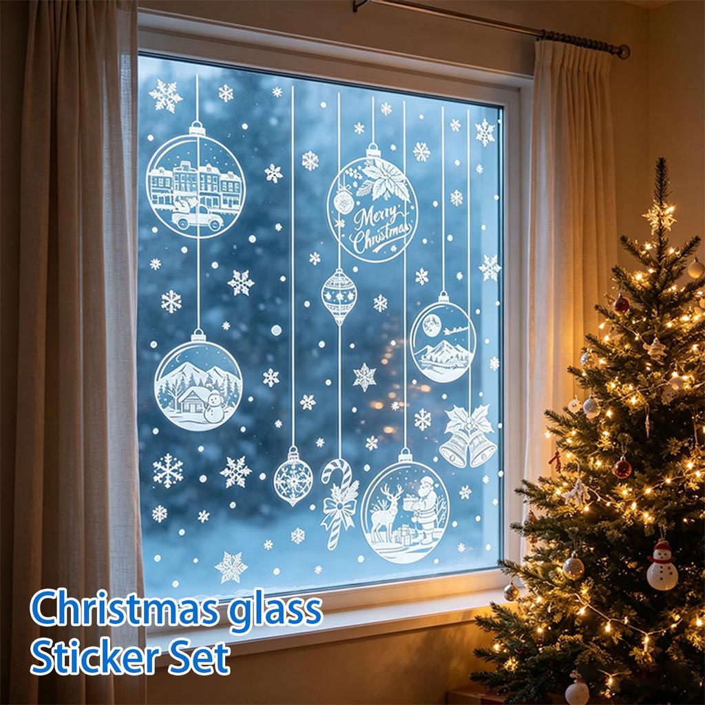 Christmas Window Sticker Set for Holiday Decorations Festive Glass Clings