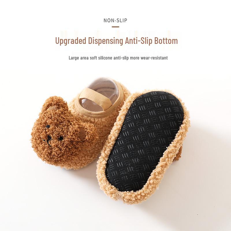 Baby Fleece Lined Non-Slip Floor Socks - Soft Sole First Walker Shoes for Infants