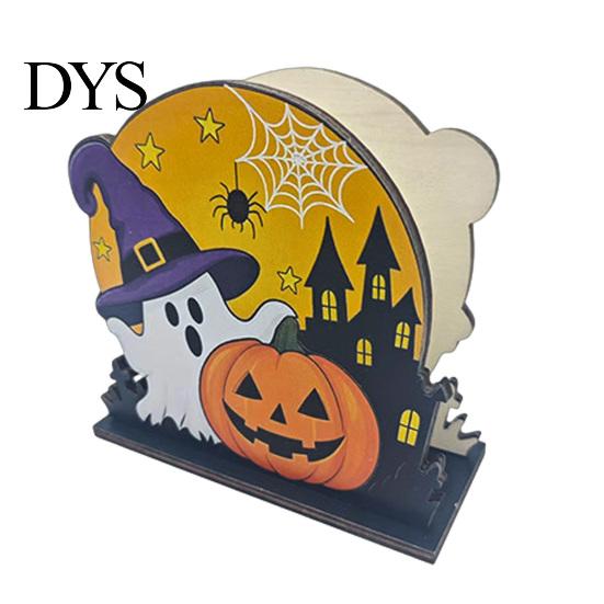Spooky Kitchen Accessories Halloween Wooden Napkin Holder, Ghost Pumpkin Decorative Tabletop Tissue Dispenser, Sturdy Craft Paper Storage Organizer