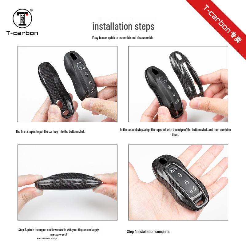 T-Carbon Kohlefaser Schlüsselhülle für Porsche Macan EV Schlüsselgehäuse
