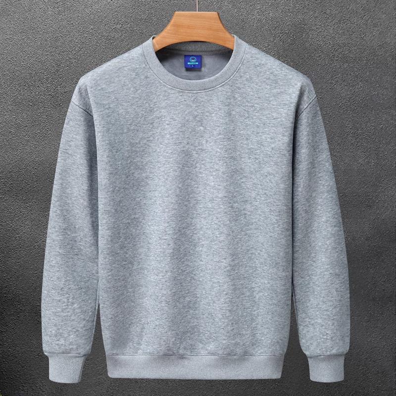 Men's 320g Heavyweight Drop Shoulder Crew Neck Sweatshirt, Autumn/Winter, Solid Color Cotton Pullover, Long Sleeve, Trendy Design