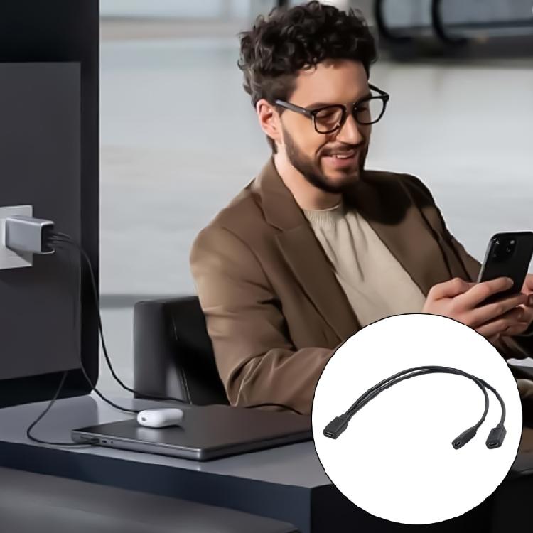 USB C zu 2 USB C Buchse Kabel USB C Kopfhörer Konverter USB C zu USB C Splitter Ladekabel Ersatz