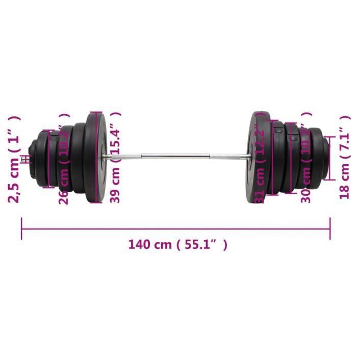 3145021 vidaXL Barbell with Plates 90 Kg