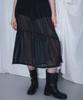 Rose Franz Sheer Layered Shirring Dress [Black]