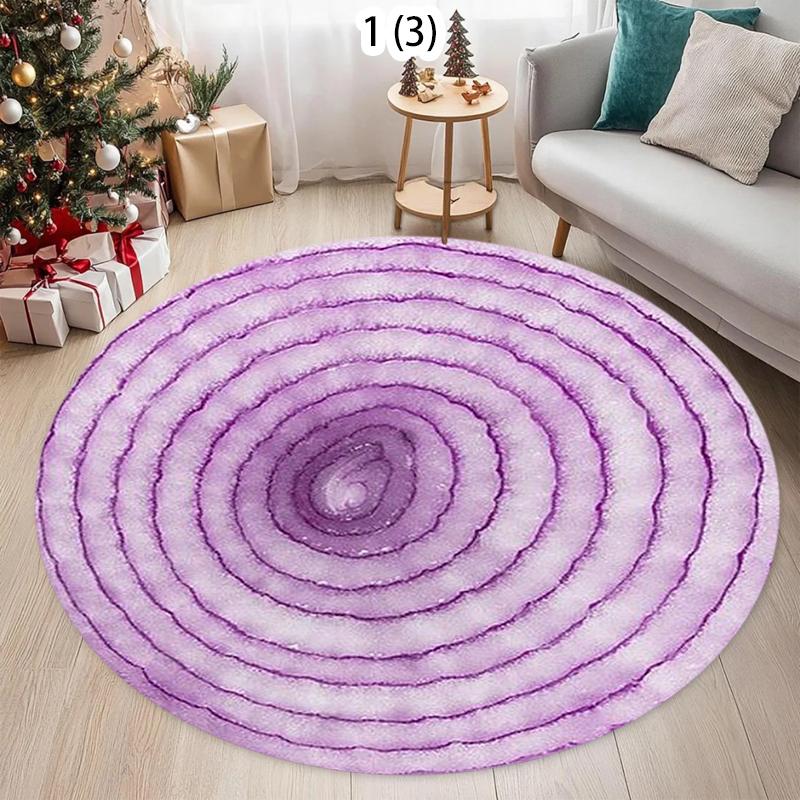 Tapis Rond Alimentaire Style Européen Américain Tomate, Tapis Antidérapant Tranche de Tomate Réaliste, Tapis Décoration Cuisine Salle à Manger Tapis