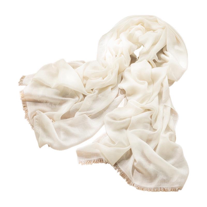 Women's 100% Pure Cashmere Herringbone Scarf with Tassels - Solid Color, Fine Spun, Water-Soluble, New Spring/Autumn Style.