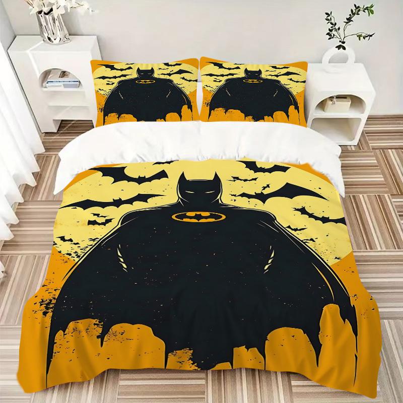 3pcs Batman Bedding Set, Soft Polyester Duvet Cover and Pillowcases Machine Washable Seasons all suitable & Guest Room Decor241