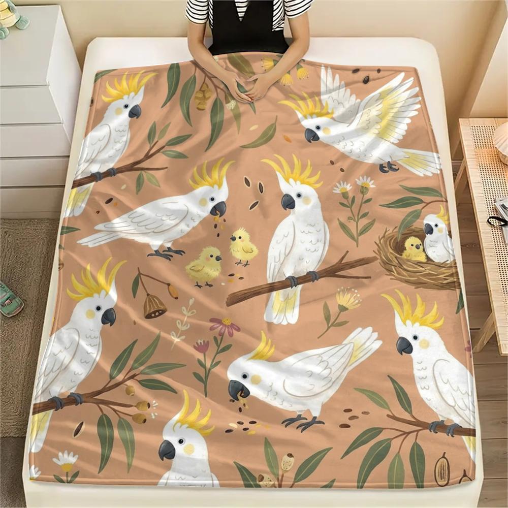 1PC Cute Parrot Print Flannel Blanket, High Quality All Seasons, Home Decor, Warmth and Comfort, Perfect for Christmas Gifts