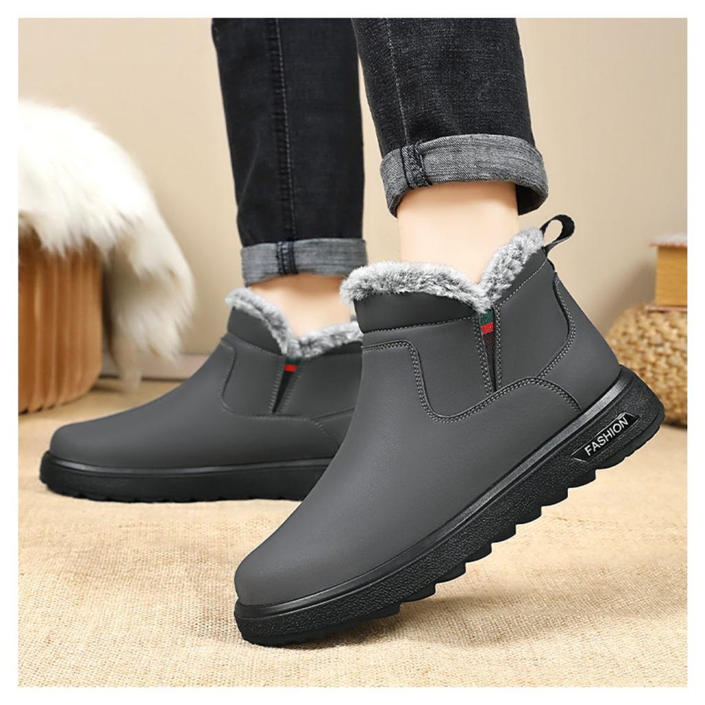 Men's Cotton Shoes with Thick Winter Plush Lining, One Foot Outdoor Anti Slip Snow Boots