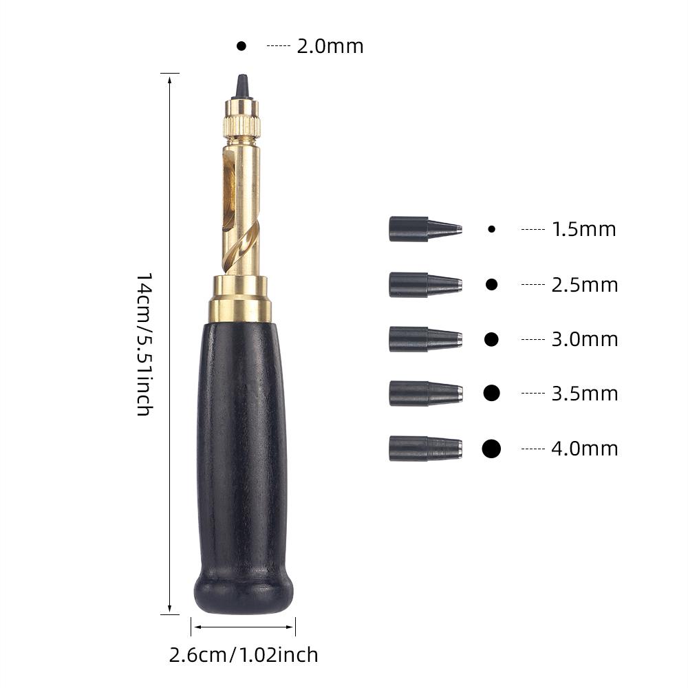 DIY Manual Leather Hole Punch Set, Rotary Puncher, Adjustable Screw Punch Tool, Screw Drill Tip Die for Leatherworking & Crafts
