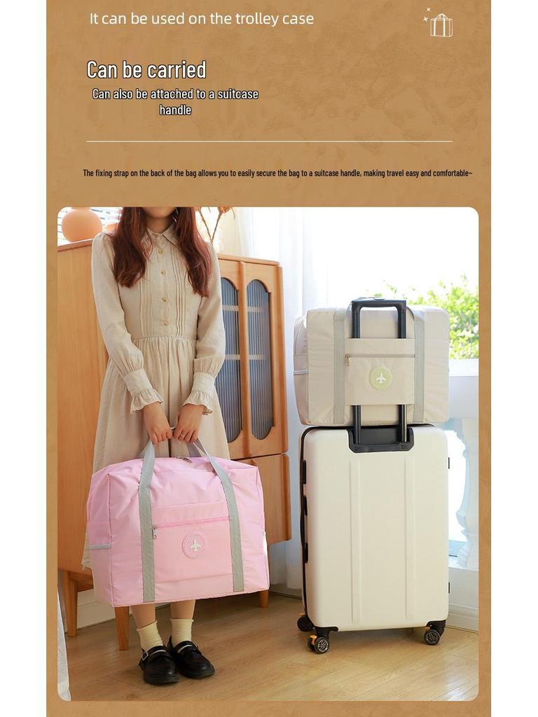 Extra Large Japanese Trolley Bag - Solid Color, Foldable, Round Label, Travel & Quilt Storage