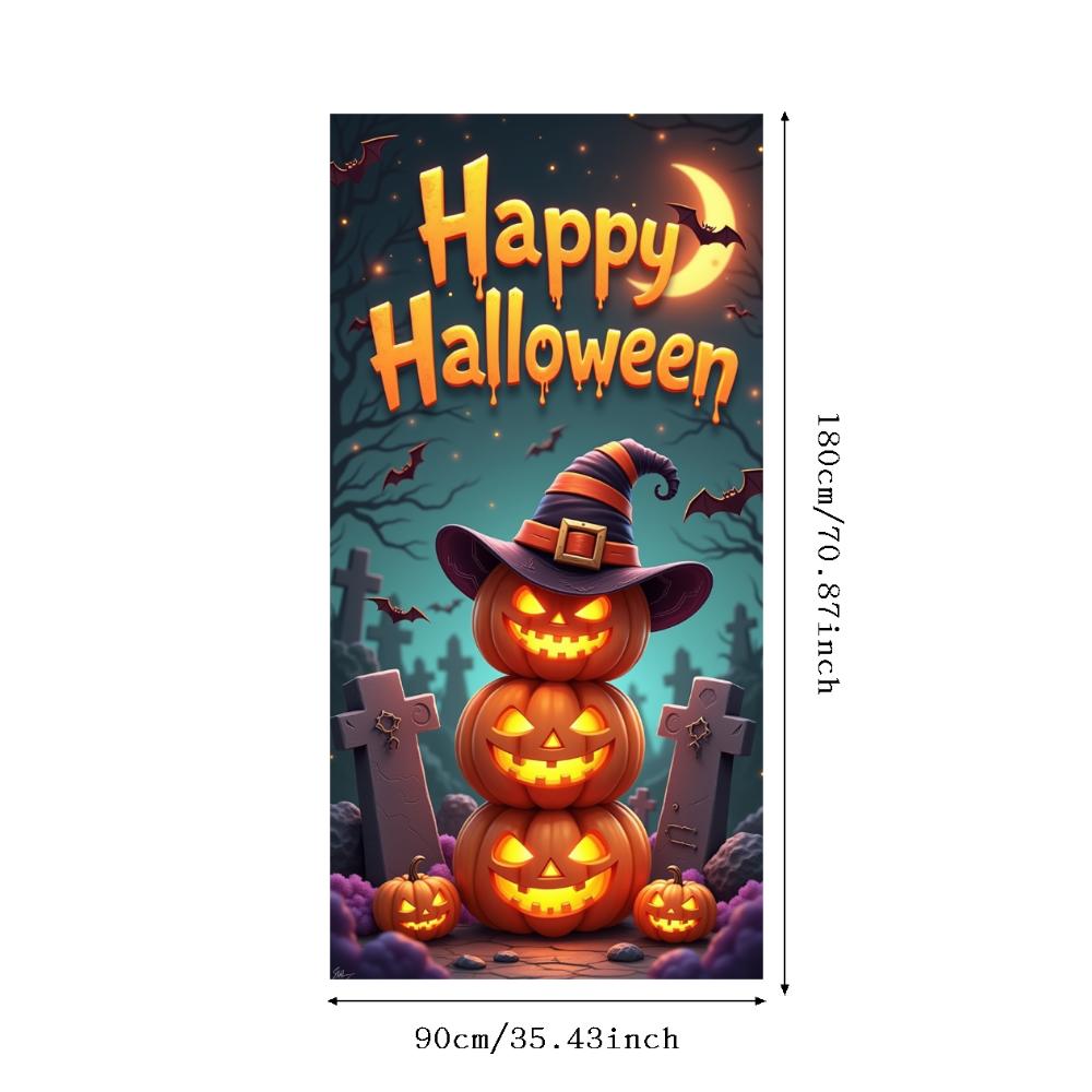 Pumpkin Decoration Spooky Jack-o'-Lantern Banner Holiday Banner Dark Color Scheme Spooky Banner For Spooky Event Night Event