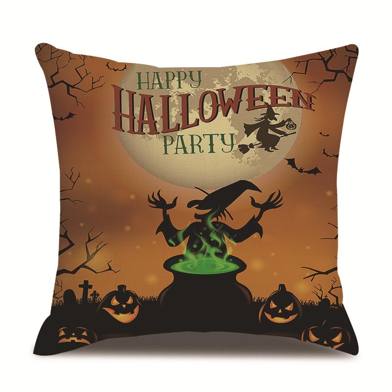 Halloween Linen Pillow Cover Printed Pillow Supply Cushion Cover