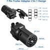 Trailer Plug Adapter 7 Way Round To 4 And 5 Flat Blade Trailer Connector Plug,7 To 5 Pin And 4 Pin Trailer Plug Adaptor 2-In-1 Design