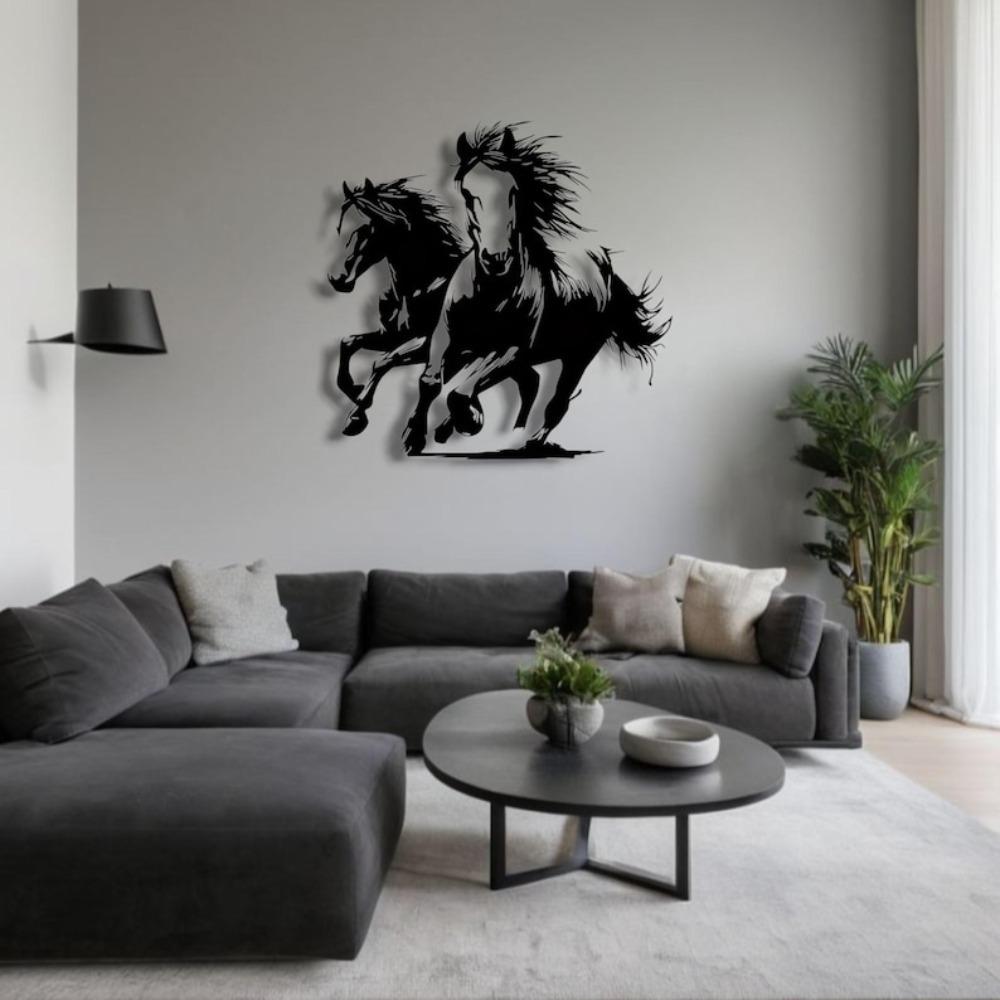 Horses Metal Wall Art Dynamic Freedom Power Design