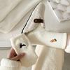 Cute AB Asymmetrical Embroidered Cartoon Women's Socks for Autumn and Winter, Australian Fleece Sleep Thickened Floor Socks