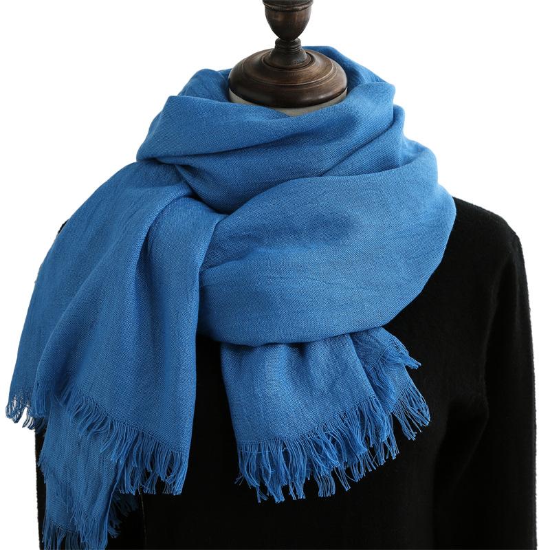 Sweet Solid Color Scarf Women's 2025 New Fashion Warm Medium and Long Decorative Wear Scarf Shawl