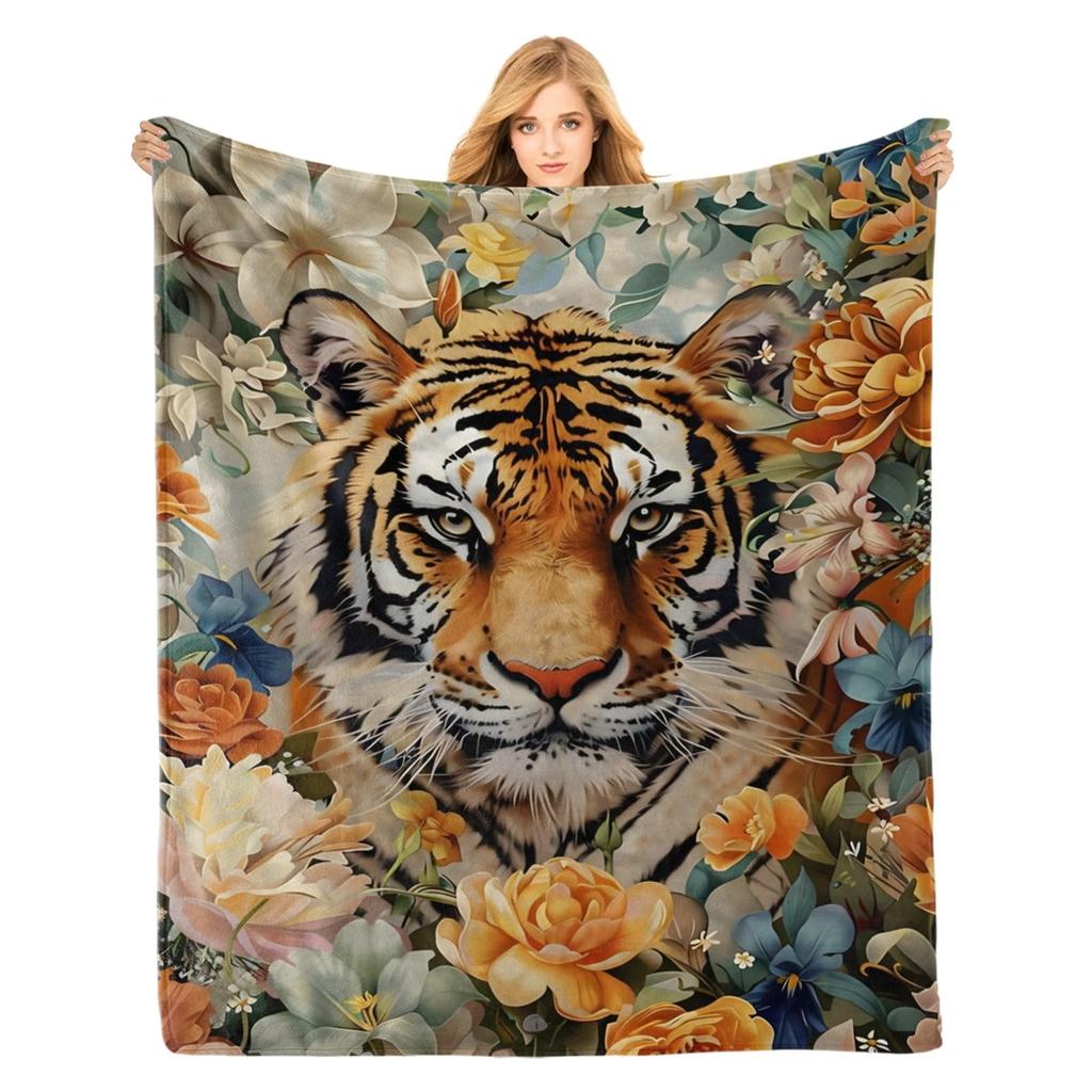 Tiger Blanket Wild Animal Flannel Throw Blanket Soft Comfy Lightweight Cozy Plush Fuzzy Warm Blanket for Home Couch Bed Sofa