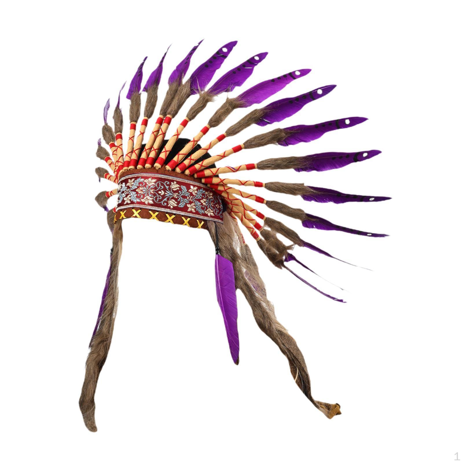 American Chief Indian Native Headpiece Feather Headdress for Halloween Role Play