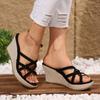 Summer Black New Wedge Casual Waterproof Platform Slippers Thick Sole High Heel Sandals Women Zapatos Mujer