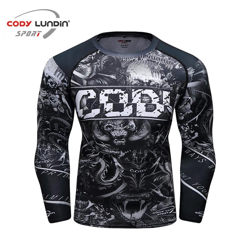 Men's Long Sleeve Elastic Compression Shirt - Anti-Abrasion Jiu-Jitsu Training Body Shaper