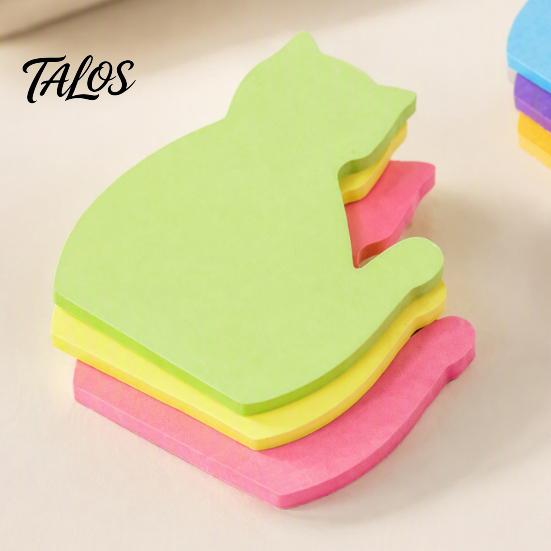 Cute Cat Sticky Notepad 2PCS Shaped Notepads, Multi Color Macaron Adhesive Animal Memo Pads Pads, Compact Decorative Note Tabs for Office School Vivid
